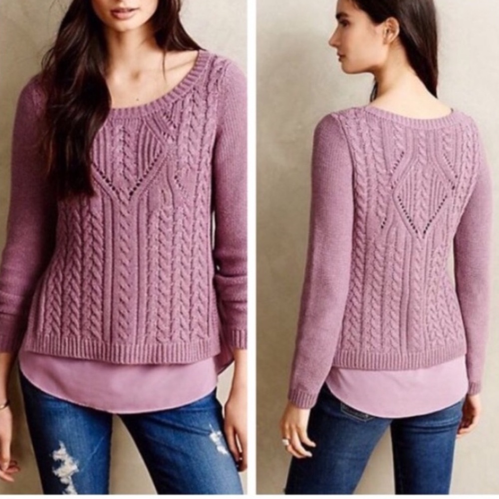 Anthropologie Ella cable knit sweater by Moth